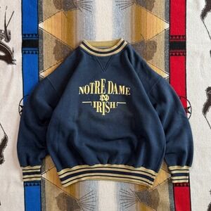 Vintage Crable Sportswear Notre Dame Fighting Irish Sweatshirt Navy Blue Mens L